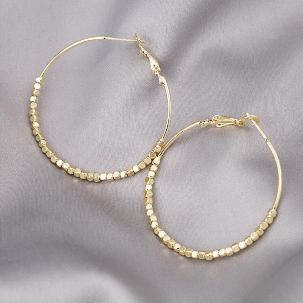 Gold Beaded FASHION Hoop Earrings